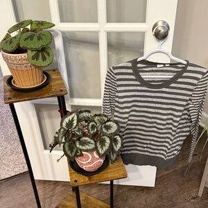 GAP Charcoal and light gray Striped Top